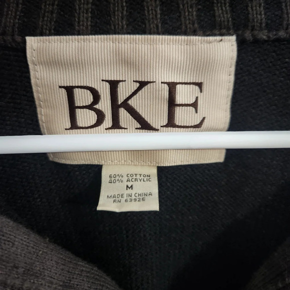 BKE Buckle brown men pullover collared knit sweater stretch men size medium - Picture 7 of 9